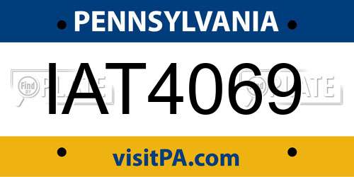 IAT4069 Pennsylvania License Plate