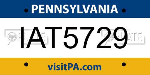 IAT5729 Pennsylvania License Plate