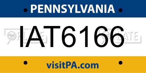 IAT6166 Pennsylvania License Plate