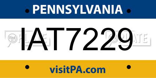 IAT7229 Pennsylvania License Plate