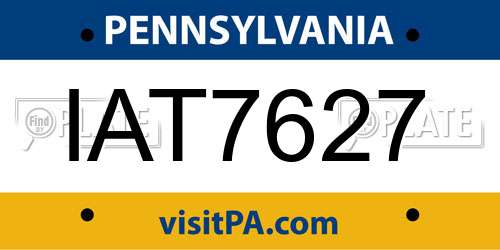 IAT7627 Pennsylvania License Plate
