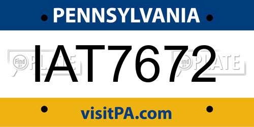 IAT7672 Pennsylvania License Plate