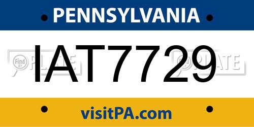 IAT7729 Pennsylvania License Plate