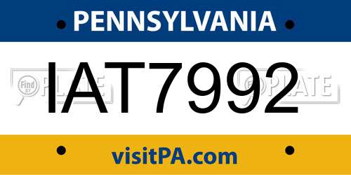 IAT7992 Pennsylvania License Plate