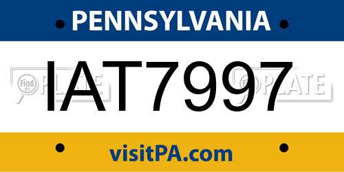 IAT7997 Pennsylvania License Plate