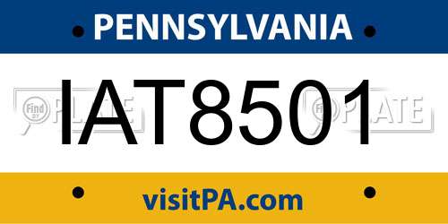 IAT8501 Pennsylvania License Plate