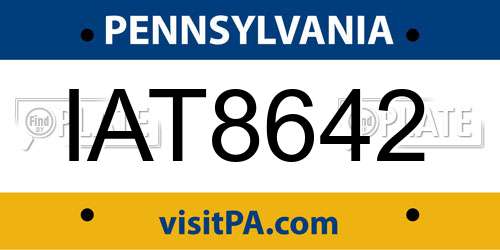 IAT8642 Pennsylvania License Plate