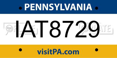 IAT8729 Pennsylvania License Plate