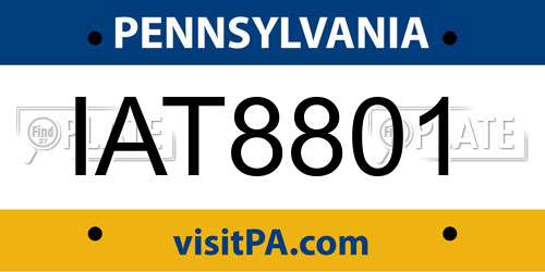 IAT8801 Pennsylvania License Plate