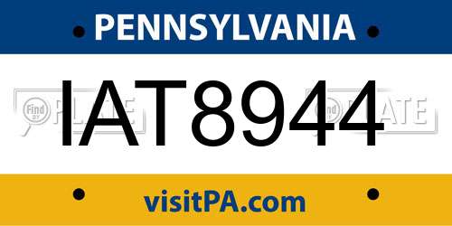 IAT8944 Pennsylvania License Plate