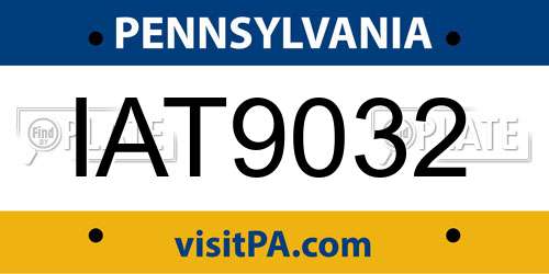 IAT9032 Pennsylvania License Plate