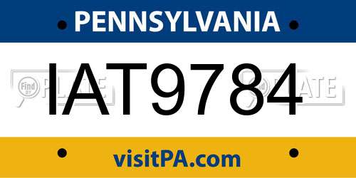 IAT9784 Pennsylvania License Plate