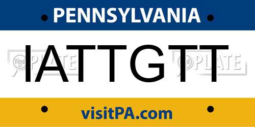 IATTGTT Pennsylvania License Plate
