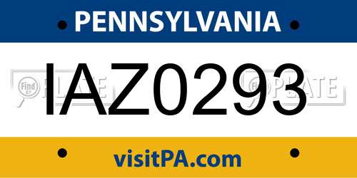 IAZ0293 Pennsylvania License Plate