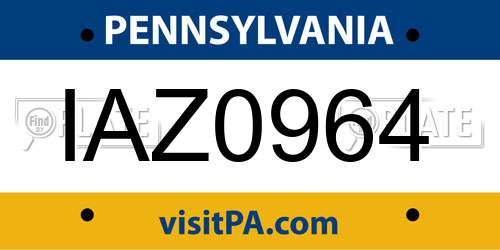 IAZ0964 Pennsylvania License Plate