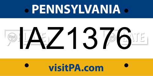 IAZ1376 Pennsylvania License Plate