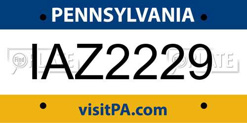 IAZ2229 Pennsylvania License Plate