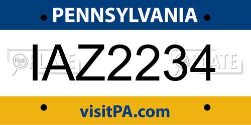 IAZ2234 Pennsylvania License Plate
