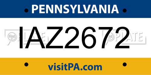 IAZ2672 Pennsylvania License Plate