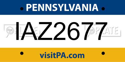 IAZ2677 Pennsylvania License Plate