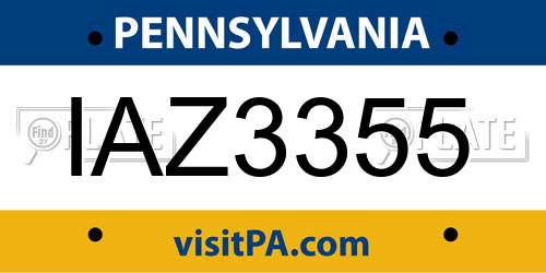 IAZ3355 Pennsylvania License Plate