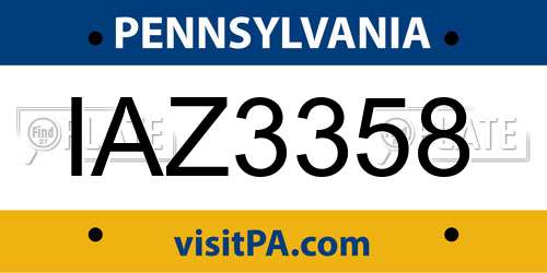 IAZ3358 Pennsylvania License Plate
