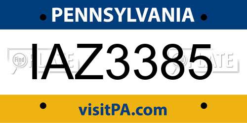 IAZ3385 Pennsylvania License Plate