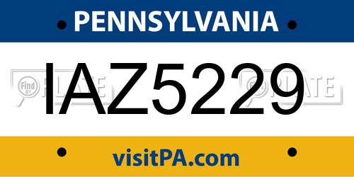 IAZ5229 Pennsylvania License Plate