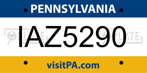 IAZ5290 Pennsylvania License Plate