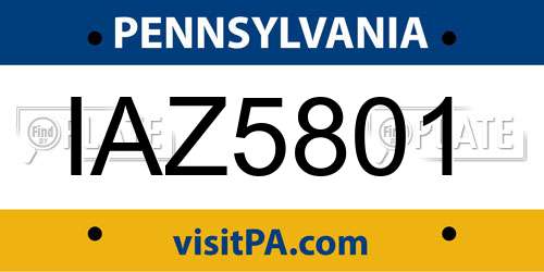 IAZ5801 Pennsylvania License Plate