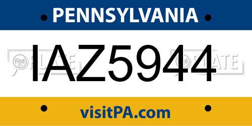 IAZ5944 Pennsylvania License Plate