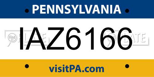 IAZ6166 Pennsylvania License Plate