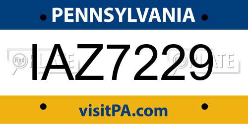 IAZ7229 Pennsylvania License Plate