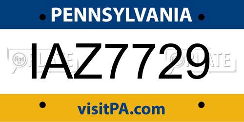 IAZ7729 Pennsylvania License Plate