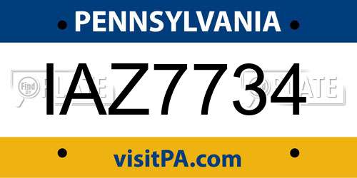 IAZ7734 Pennsylvania License Plate