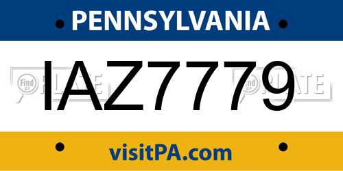 IAZ7779 Pennsylvania License Plate