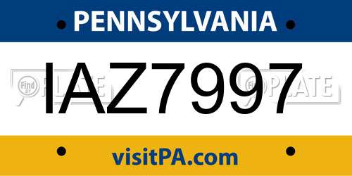 IAZ7997 Pennsylvania License Plate