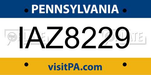 IAZ8229 Pennsylvania License Plate