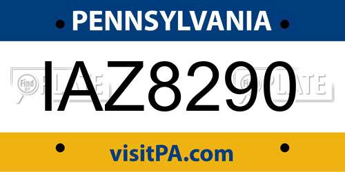 IAZ8290 Pennsylvania License Plate