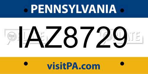 IAZ8729 Pennsylvania License Plate