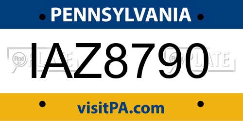 IAZ8790 Pennsylvania License Plate