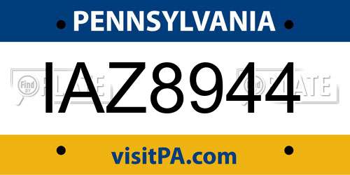 IAZ8944 Pennsylvania License Plate