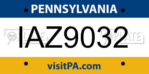IAZ9032 Pennsylvania License Plate