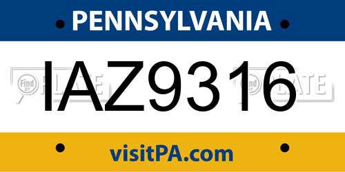 IAZ9316 Pennsylvania License Plate