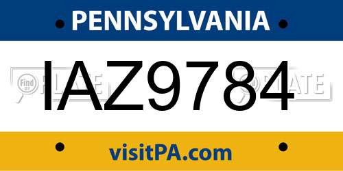 IAZ9784 Pennsylvania License Plate