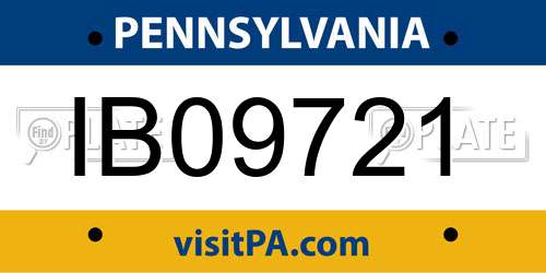 IB09721 Pennsylvania License Plate
