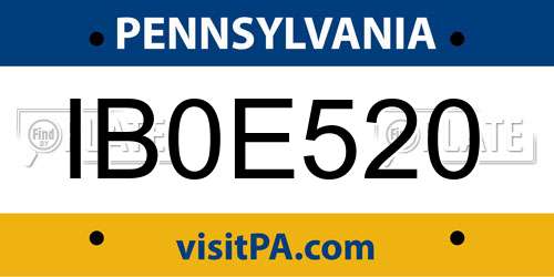IB0E520 Pennsylvania License Plate