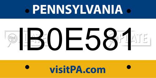 IB0E581 Pennsylvania License Plate