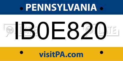 IB0E820 Pennsylvania License Plate