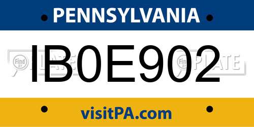 IB0E902 Pennsylvania License Plate